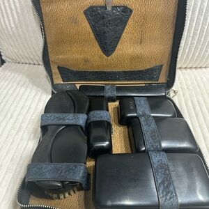 Vintage Men’s travel grooming kit top-grain black leater case. Circa 1950’s